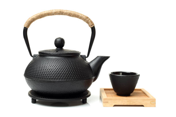 istock Closeup of chinese tea set on white background 878386206