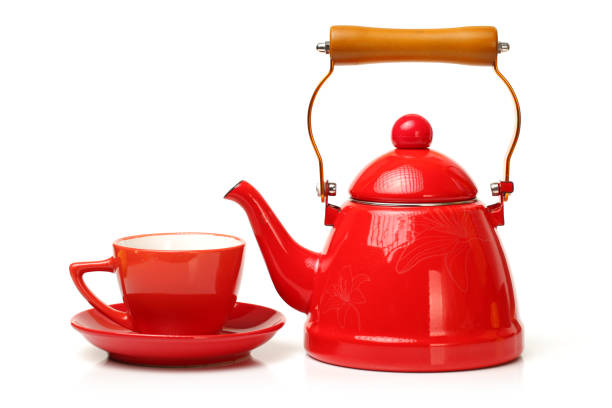 istock Closeup of chinese tea set on white background 878386416