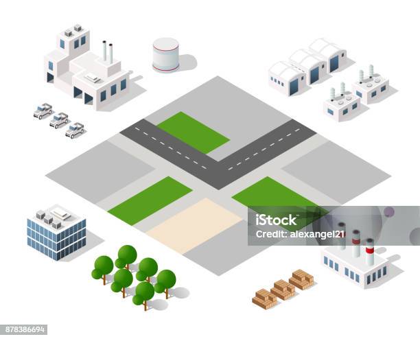 Set Of Modern Isometric Buildings Stock Illustration - Download Image Now - Apartment, Architecture, Built Structure