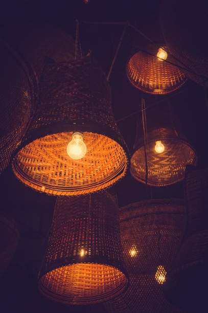 istock Wooden lamp Lighting and decorating. 878390594