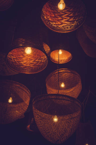 istock Wooden lamp Lighting and decorating. 878390598