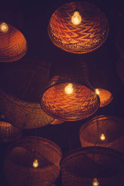 istock Wooden lamp Lighting and decorating. 878390604