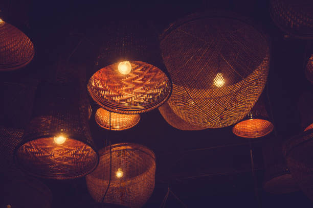 istock Wooden lamp Lighting and decorating. 878390608
