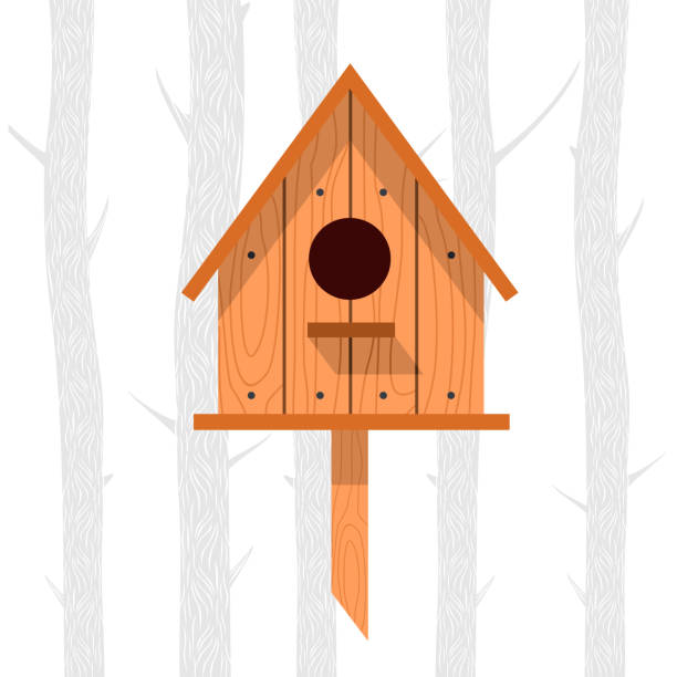 ilustraciones, imágenes clip art, dibujos animados e iconos de stock de ilustración de vector de primavera - birdhouse animal nest bird tree