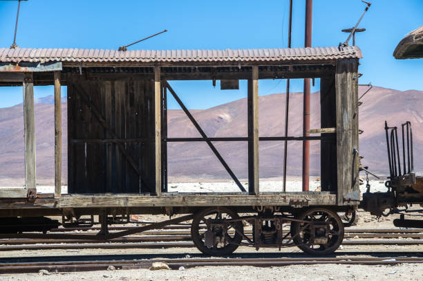 istock Old railway in Salar de Uyuni (salt flat), Bolivia 878401298
