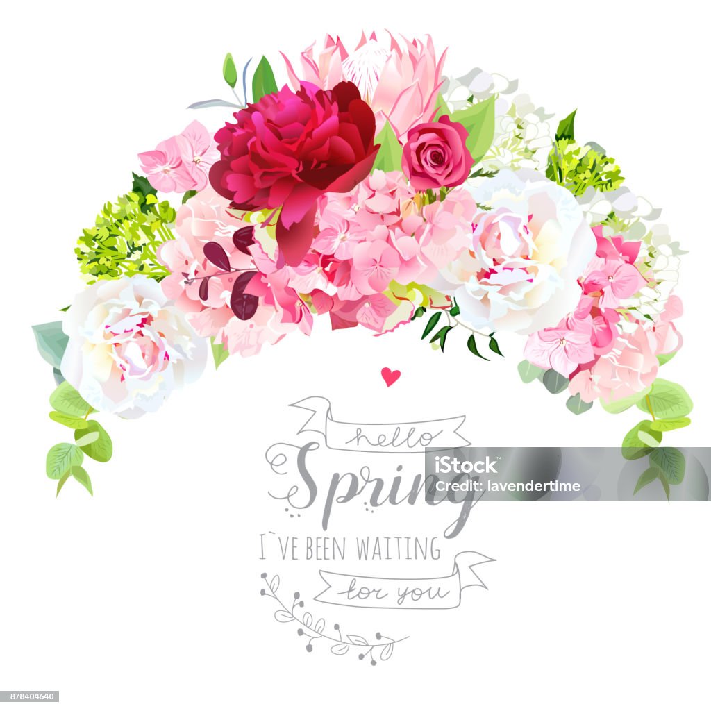 Diadème en forme de bouquet de fleurs élégantes - clipart vectoriel de Fleur - Flore libre de droits