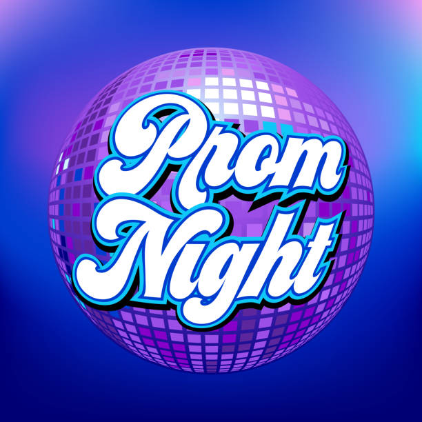 illustrazioni stock, clip art, cartoni animati e icone di tendenza di disco light ball prom night party - ballo di fine anno scolastico