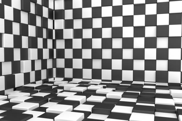 istock Black and white cubes background. 3d rendering. 878405118