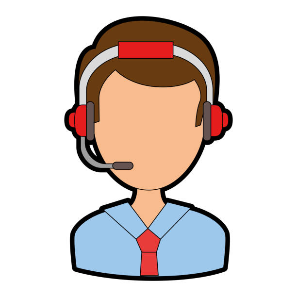 illustrations, cliparts, dessins animés et icônes de agent de centre d’appel mâle - customer service representative audio