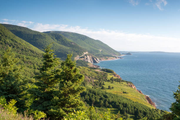 Beautiful shore line of Cape Breton Highlands Nation Park, Canada Cape Breton Highlands Nation Park cabot trail stock pictures, royalty-free photos & images