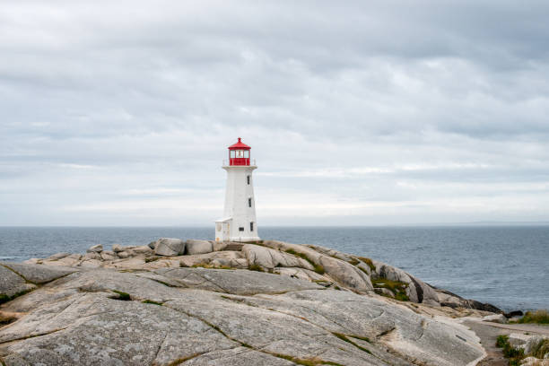 istock Peggy's Cove lighthouse under cloudy sky 878405758