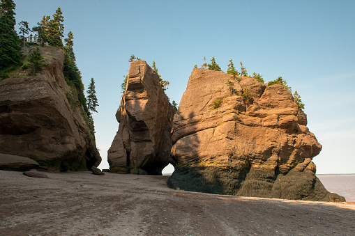 Tide carved sand rock sculptures at Hopewell Rocks, New Brunswick, Canada