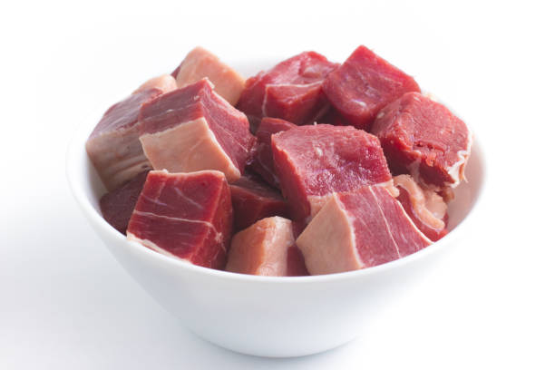 Jerked Beef. Brazilian Carne seca in a bowl isolated on white background