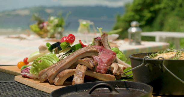 istock Food on the table at the beach. 878413346