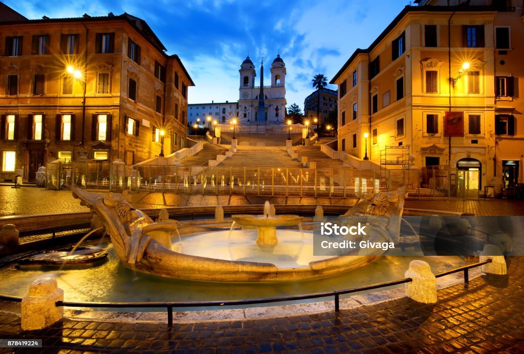 Spanish Steps at early morning Spanish Steps at early morning in Rome, Italy Ancient Stock Photo