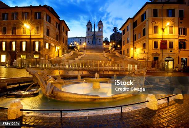 Spanish Steps At Early Morning Stock Photo - Download Image Now - Ancient, Ancient Civilization, Ancient History