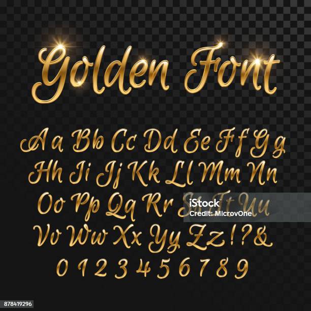 Calligraphic Golden Letters Vintage Elegant Gold Font Luxury Vector Script Stock Illustration - Download Image Now