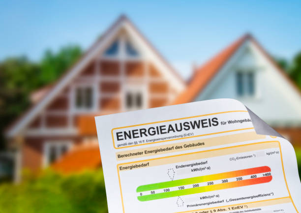 istock Energy certificate in front of a house 878419404