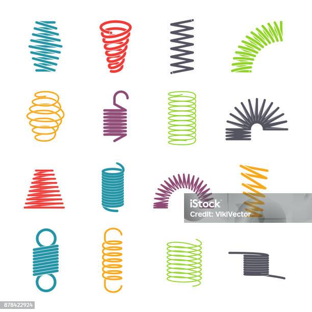 Metal Spring Set Stock Illustration - Download Image Now - Bouncing, Spiral, Anaerobic Exercise