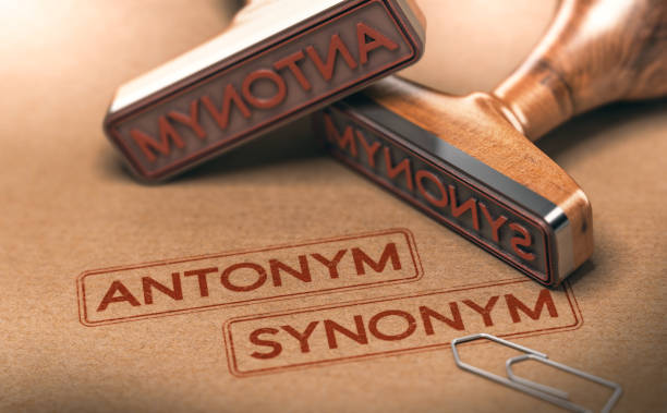 istock Semantics, opposite words antonym and synonym. Linguistics Concept 878440494