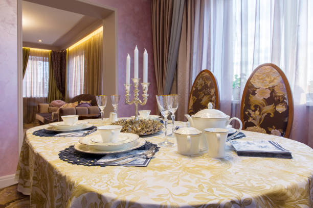 istock classic interior of living room. Serving table and sofa in next room 878450190