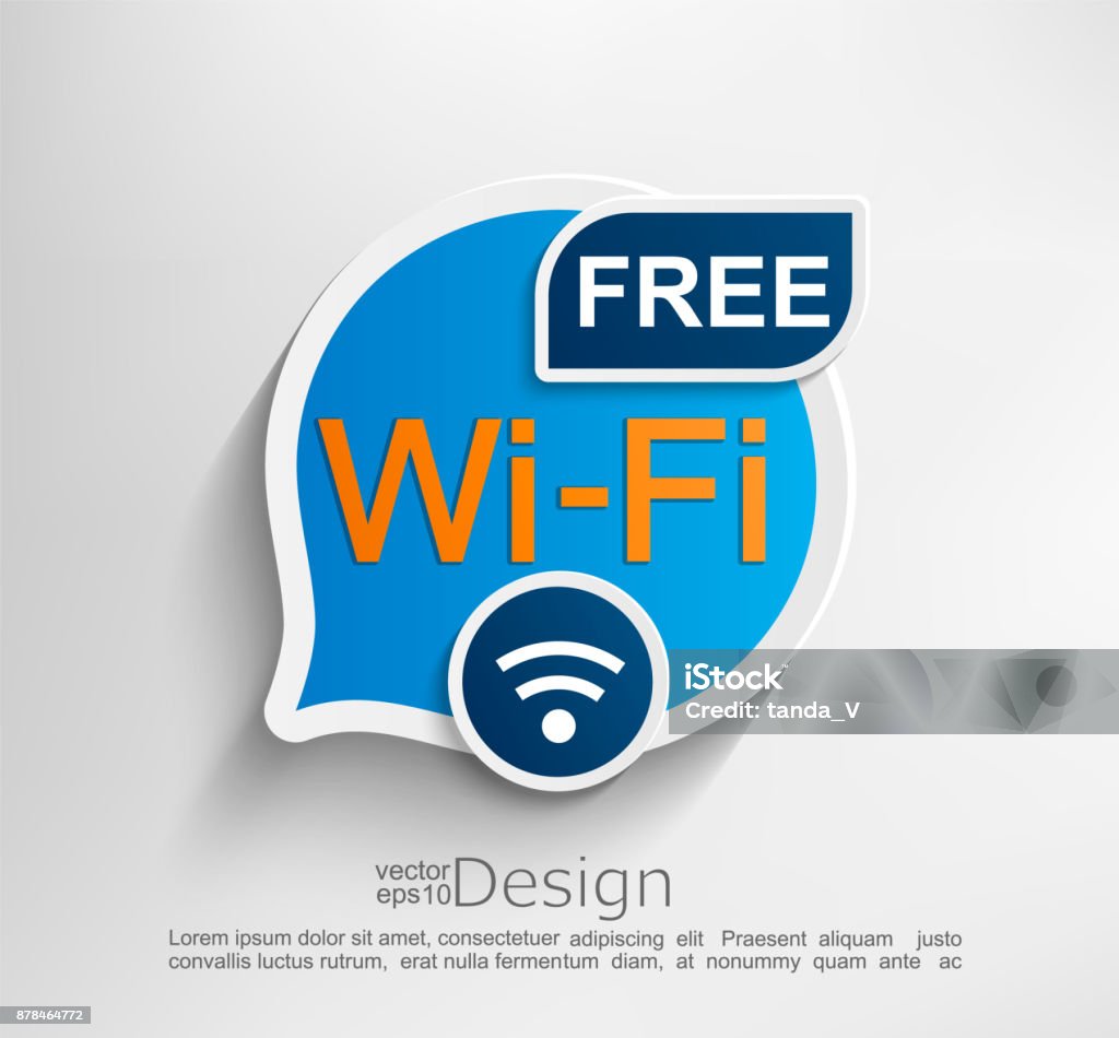 Free wifi symbol. Free wifi symbol, emblem or sticker vector illustration. Wireless Technology stock vector