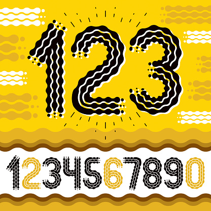 Funky Small Numbers Vector Funky Ornate Numbers Collection Rounded Bold Numerals From 0 To ...