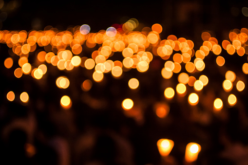 Bokeh from thousands of candles at a candlelight vigil for the victims of the Tianmen Square Massacre