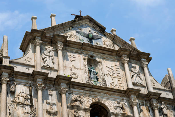 ruinen der st. pauls, macau, china - unesco world heritage site macao church stone stock-fotos und bilder