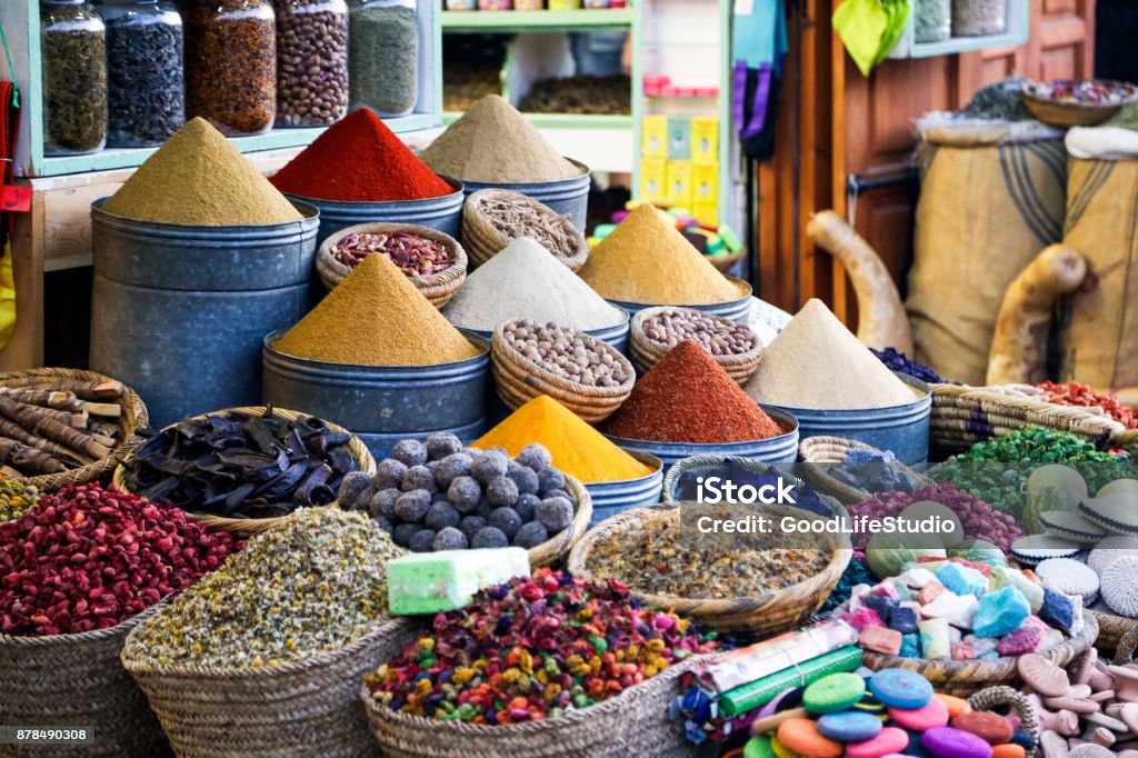 Oriental spices Various oriental spices on a market stand Spice Stock Photo