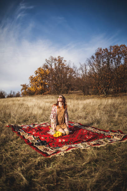 istock Hippie girl in nature 878493426