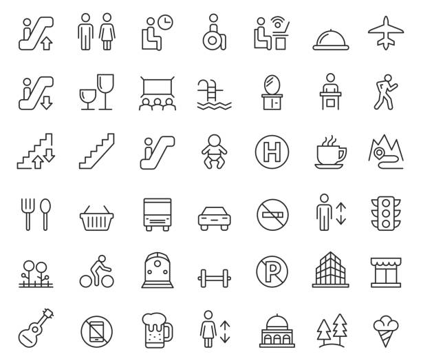 Public icon set Public icon set cloakroom stock illustrations