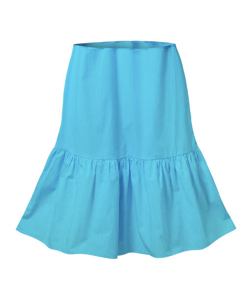 istock Azure blue striped skirt with flounce isolated on white 878511952