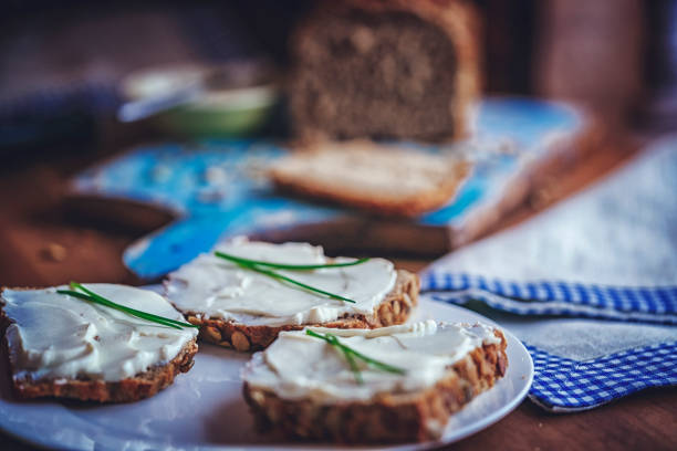 Fresh Homemade Brown Bread with Cream Cheese