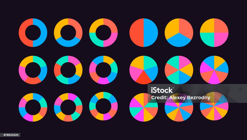 원형 세그먼트 설정 벡터 - 로열티 프리 원형 벡터 아트