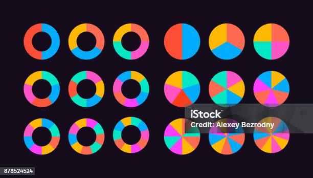 Circle Segments Set Vector Stock Illustration - Download Image Now - Circle, Computer Graphic, Infographic