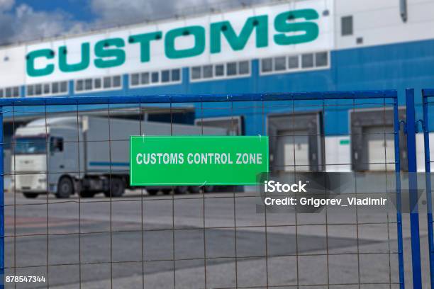 Customs Control Space With Truck Near Warehouse Storage Of Goods Stock Photo - Download Image Now