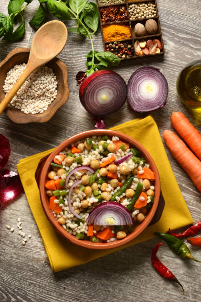 istock pear barley soup, chickpeas and green beans 878562044