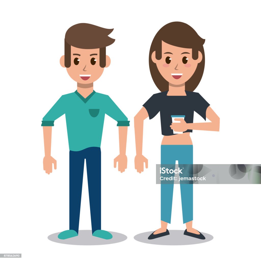 Couple Friends Cartoon Stock Illustration - Download Image Now - Adult,  Adults Only, Avatar - iStock