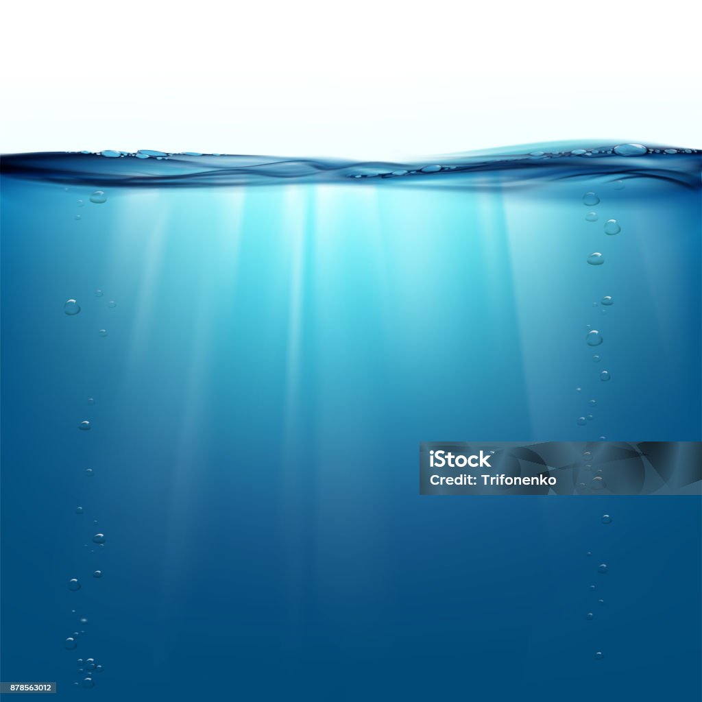 Sun rays underwater Water surface. Natural background. Sun rays underwater. Stock vector illustration. Underwater stock vector