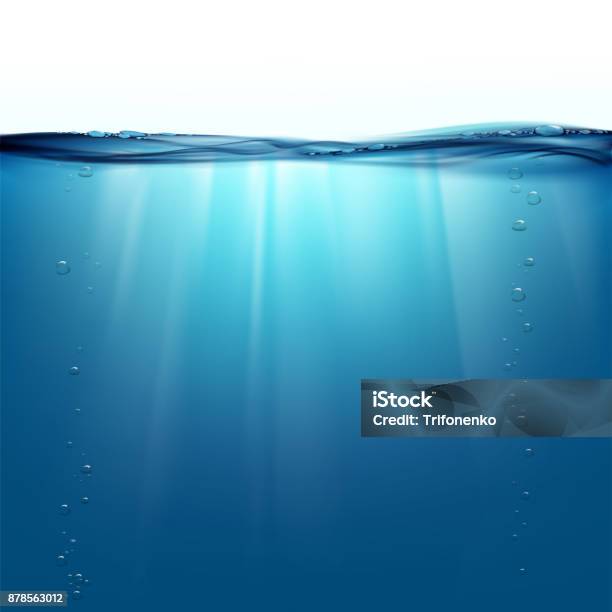 Sun Rays Underwater Stock Illustration - Download Image Now - Underwater, Water, Water Surface