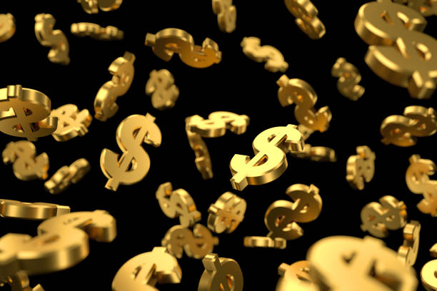 istock Golden dollar sign on black background. 3D rendering. 878578804