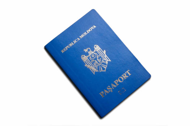 istock Moldovan passport isolated on a white background 878583206