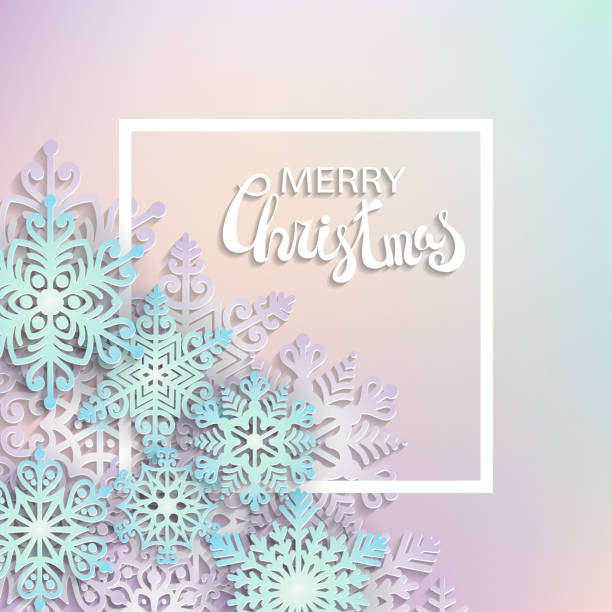 istock Vector illustration abstract Christmas background with volumetric snowflakes. Winter paper art design. 3D snowflakes with shadow. Xmas and new year card template 878586940