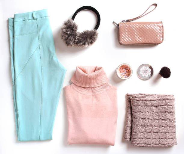istock Soft colors winter female clothes set.Outfit. 878591506