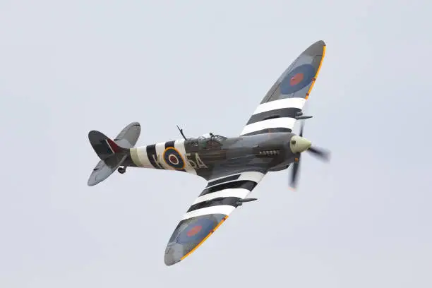 WWII fighter plane (Supermarine Spitfire Mk IX, in the Free French color scheme)