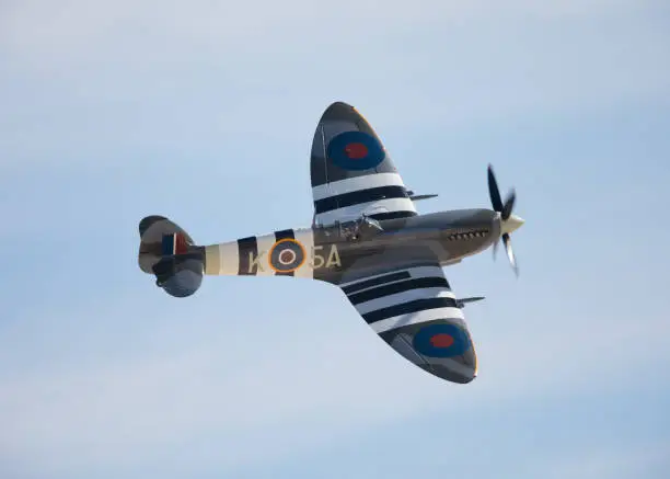 WWII fighter plane (Supermarine Spitfire Mk IX, in the Free French color scheme)