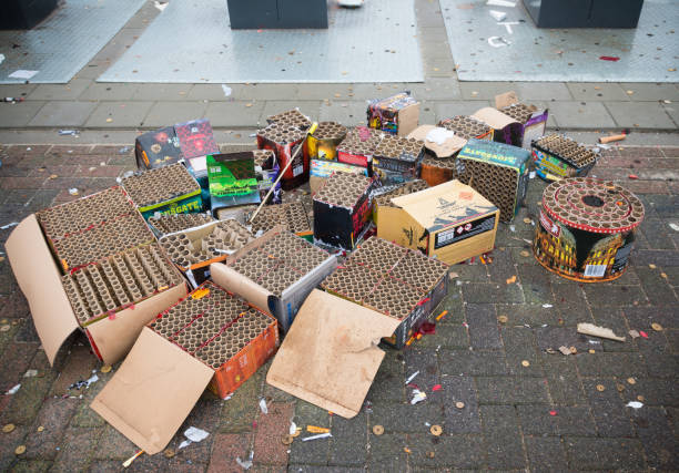 firework garbage stock photo