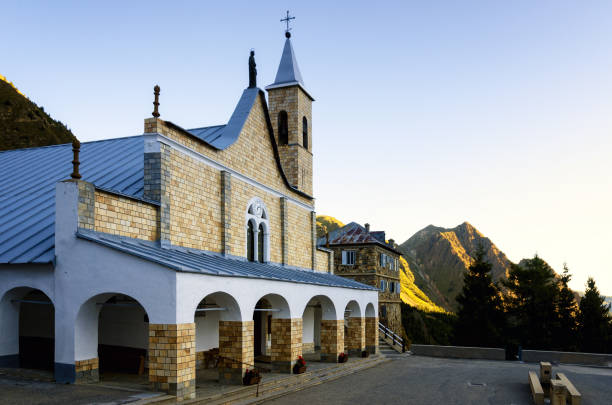 Church of Sant'Anna (Saint Anne) in Vinadio: Piedmont, Italy Church of Sant'Anna (Saint Anne) in Vinadio: Piedmont, Italy. This is the highest sanctuary in Europe: 2035 meters above sea level on the Martime Alps cuneo stock pictures, royalty-free photos & images