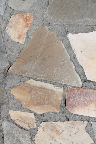 istock Gray stone wall background. Rock floor, texture 878636514